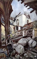 Catedral de Verdún después de un bombardeo alemán, 1914